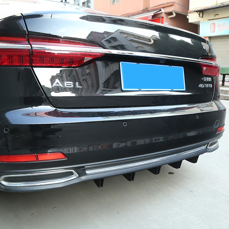 Universal Auto Heckstoßstange Lippe ABS Doppelflügel Hinten Shark Chassis Fin Stil Gebogene Stoßstange Lip Diffusor Anti-kollision 2 in 1 – Detail 17