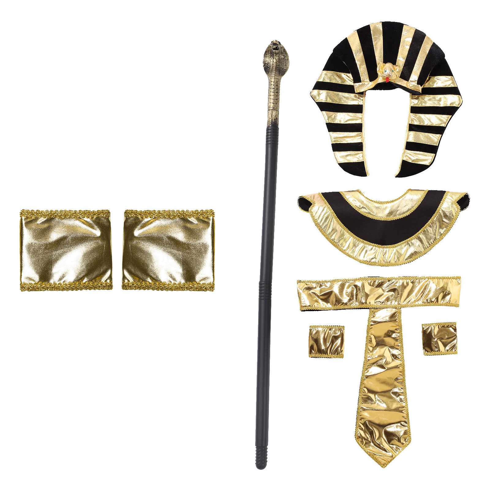 Costumes d'Halloween du pharaon des Prairies pour hommes et femmes, roi égyptien, reine d'Aleopatra, accessoires de costume, vêtements de cosplay de prêtre