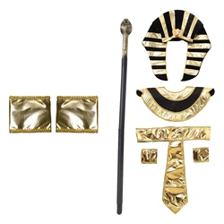 Volwassen Halloween Egyptische Farao Cosplay Kostuums Cleopatra Oude Romeinse Koningin Jurk Accessoire Luxe Gouden Trims Feest Rekwisieten