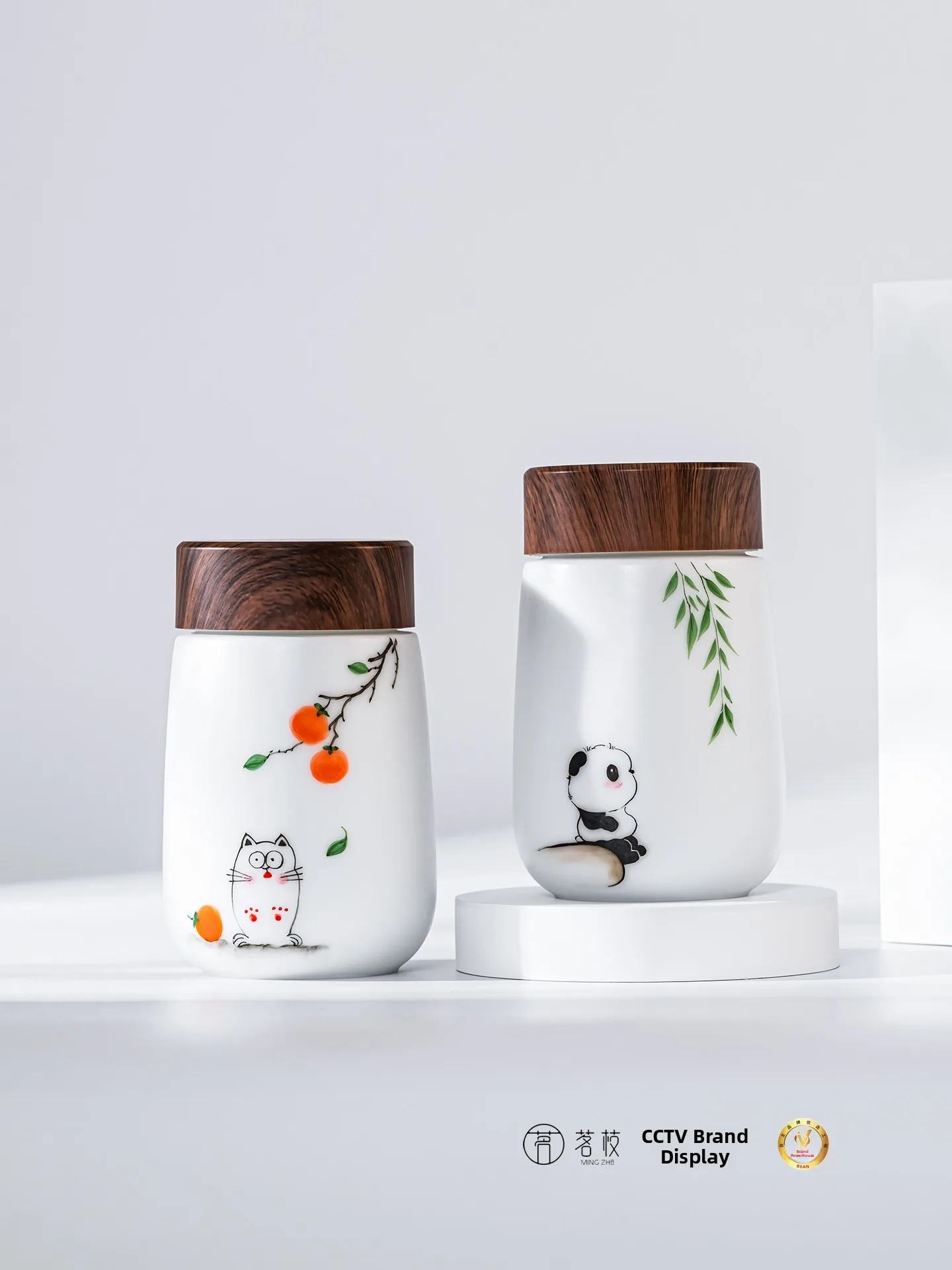 

MingZhi High-End Ice Jade Porcelain Hand-Painted Ceramic Inner Lid Insulated Pocket Cup Convenient Portable All-Dish Water Cu...
