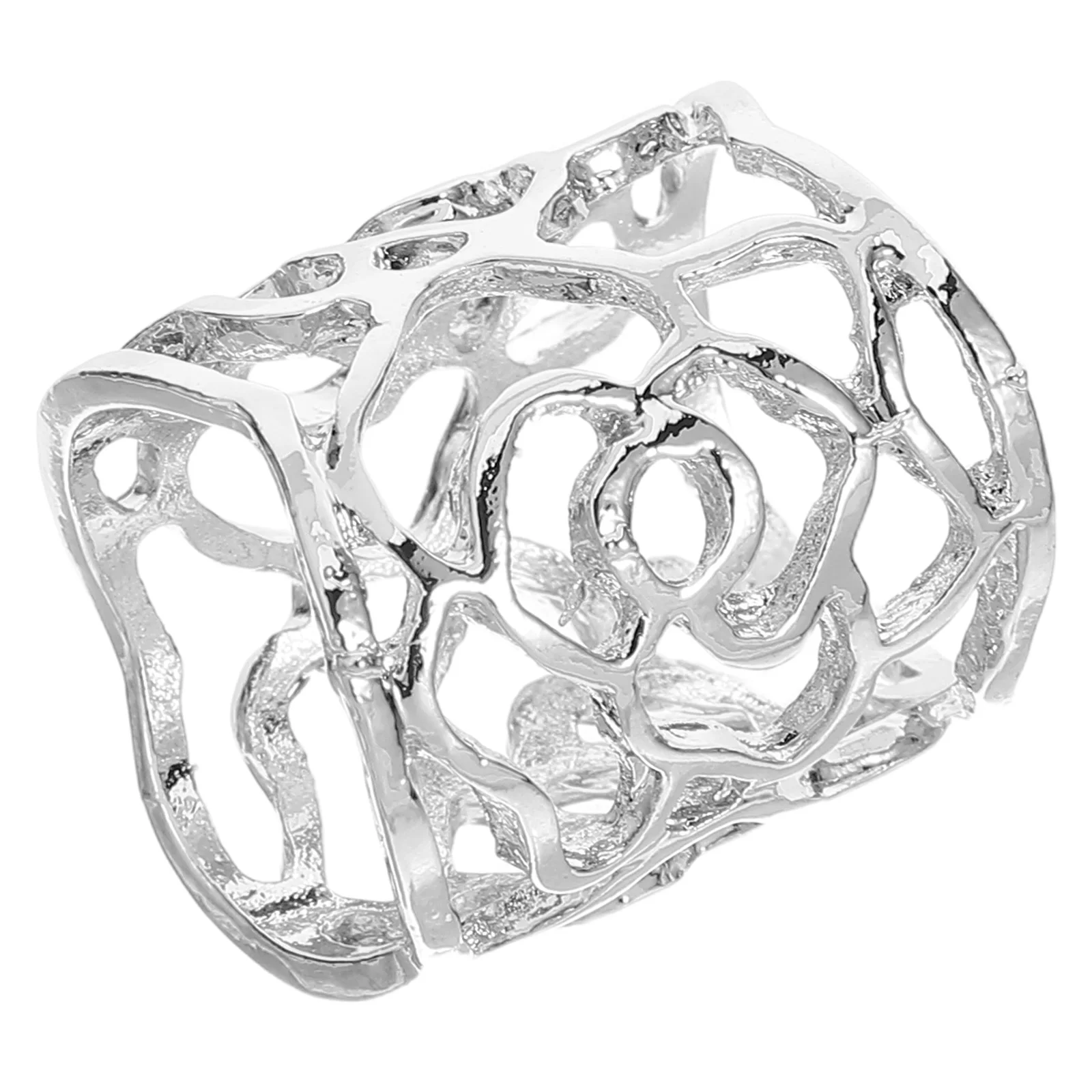 

Hollow Rose Scarf Ring Buckle Slide Tube Silver Plated Filigree Jewelry For Women Fashion Accessory Gift Boxed