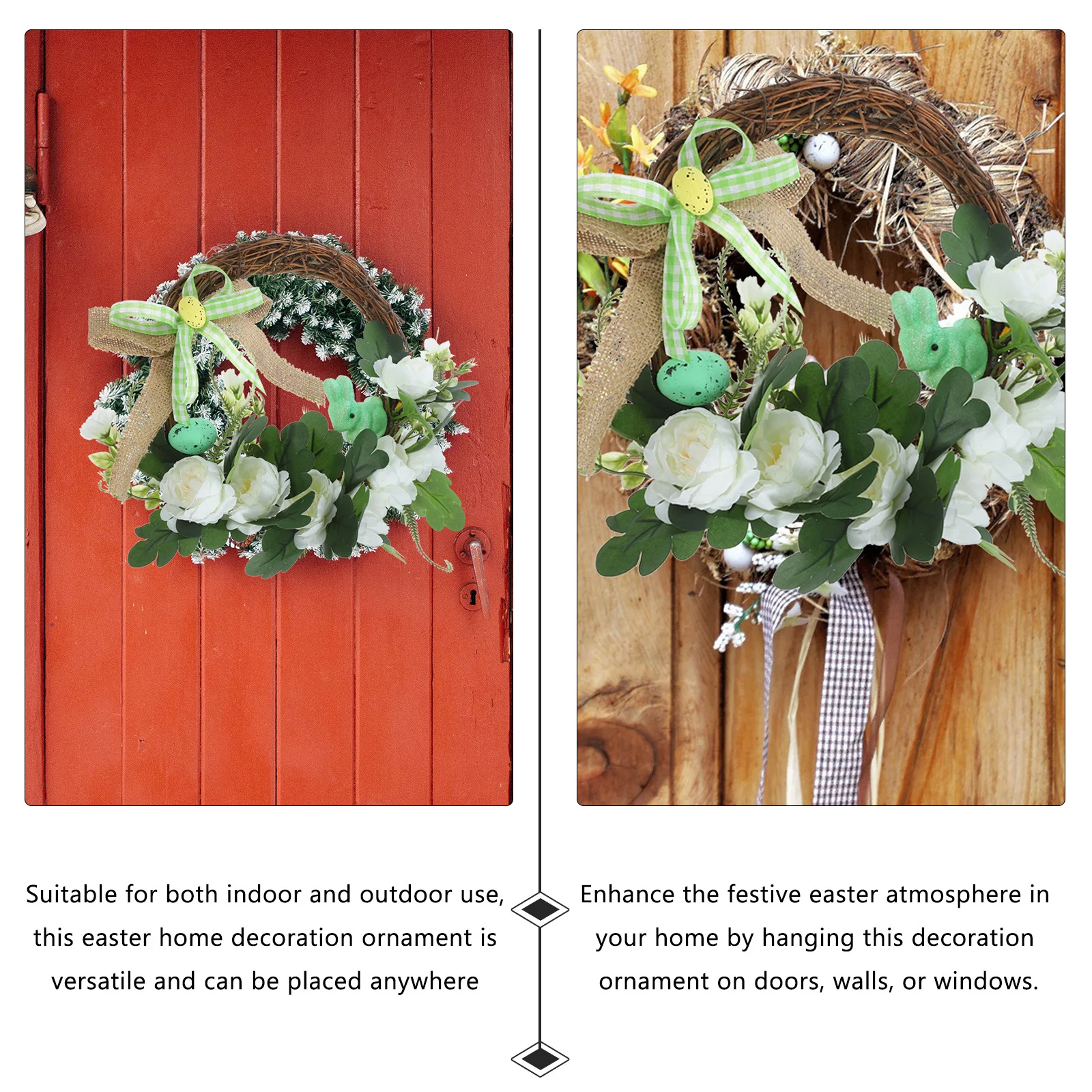 

Artificial Easter Wreath Flower Rattan Garland Front Door Hanging Easter Decoration Party Supplies Wall Decor Door Wreath Decor