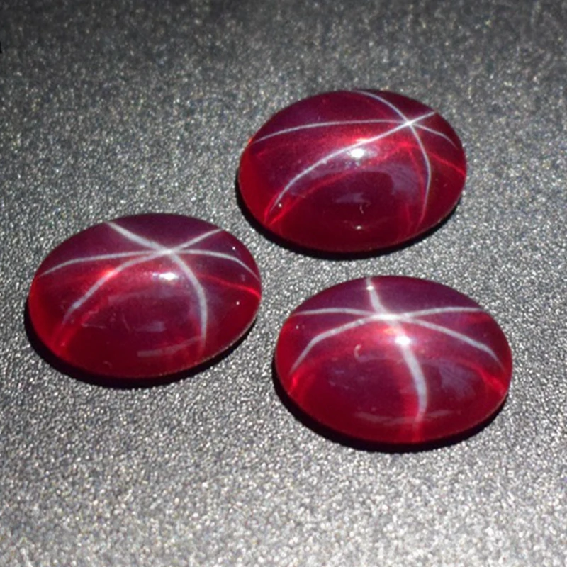 Natural Mined Star Ruby (Observe under the light) Oval Flat Cut VVS Loose Gemstone Pass UV Test Ruby for Jewelry Making