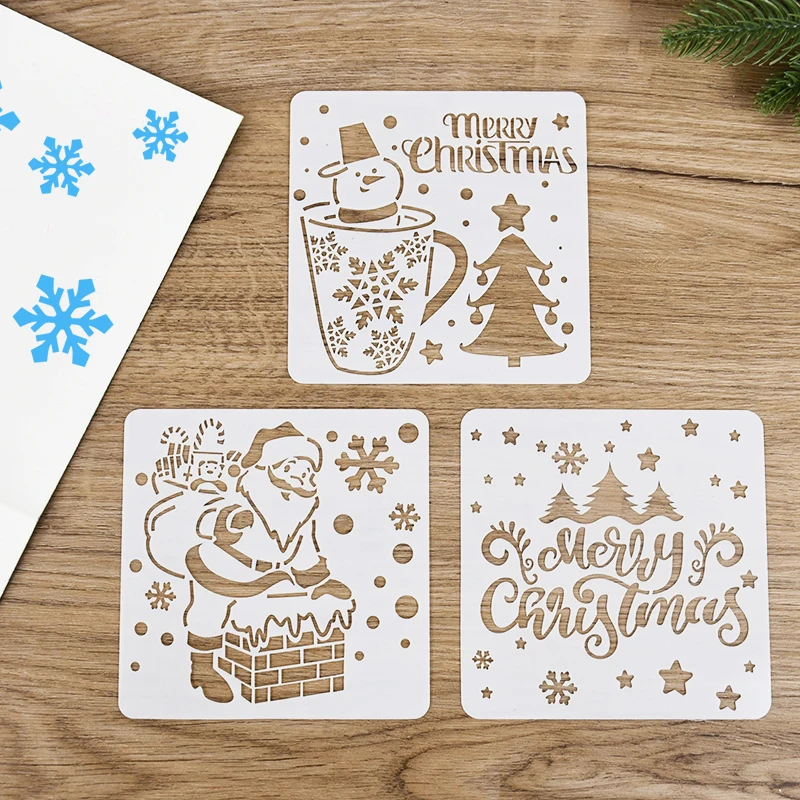 Christmas Drawing Stencil Templates DIY Wall Window Floor Decor Embossing Paper Card Painting Scrapbooking Stamp Album Decor