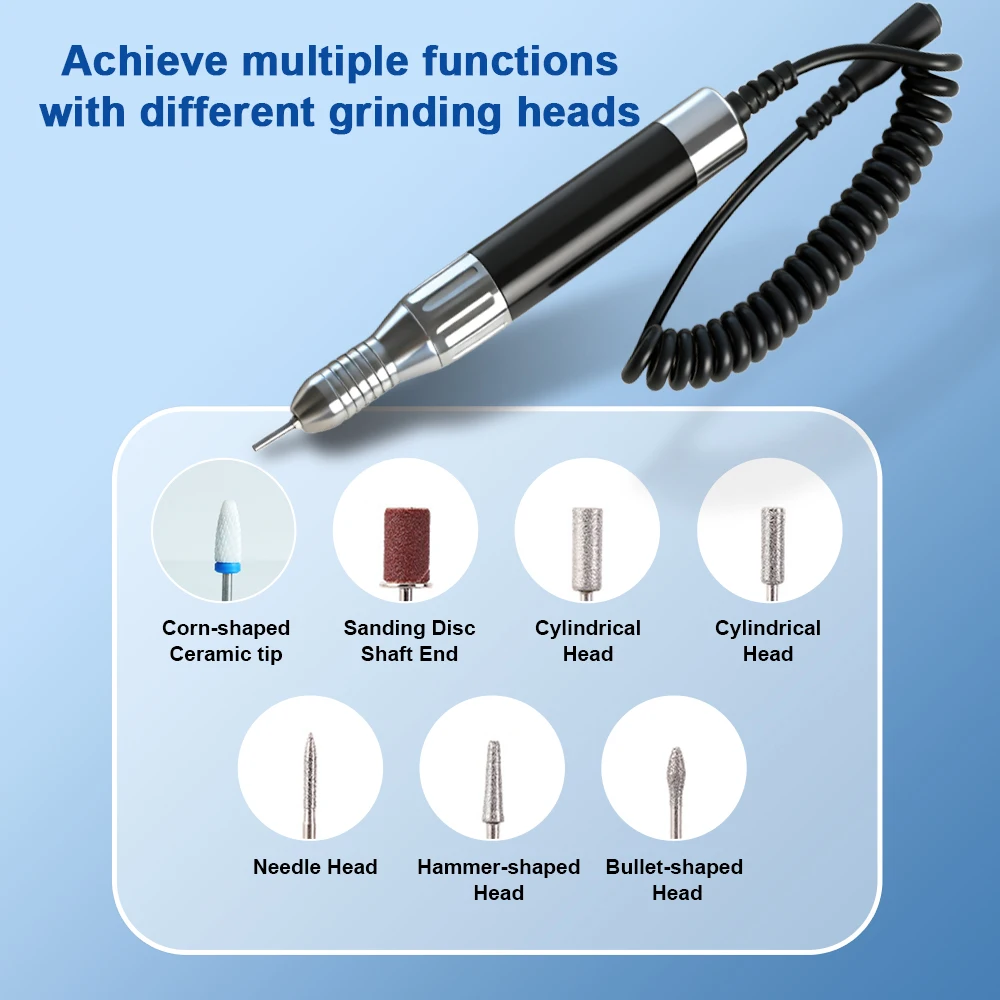 Electric Brushless Nail Removal Tool 0-35000rpm Handheld Grinding Pen Polishing Tool for Manicure, Nail Care, Callus Removal