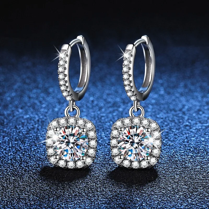 

Luxury 1ct Moissanite Earrings Silver Fine Hoop Earrings Sterling Silver Moissanite Hoop Earrings For Women