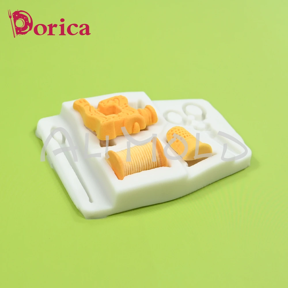 Set da cucito in miniatura Stampo in silicone Stampi per cioccolato fondente Sugarcraft Stampo per produzione di argilla in resina Decorazione di torte Utensili da cucina