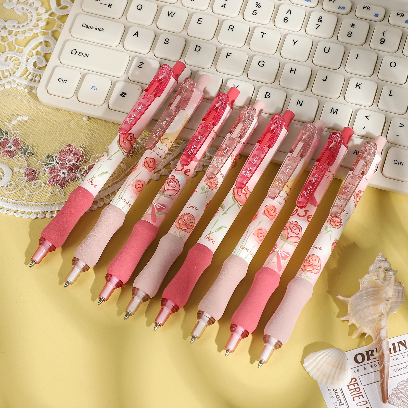 4 Pcs/set Girly Style Sponge Soft Grip Sheath Mechanical Pencil Set Creative DIY Journal Student Supplies Stationery