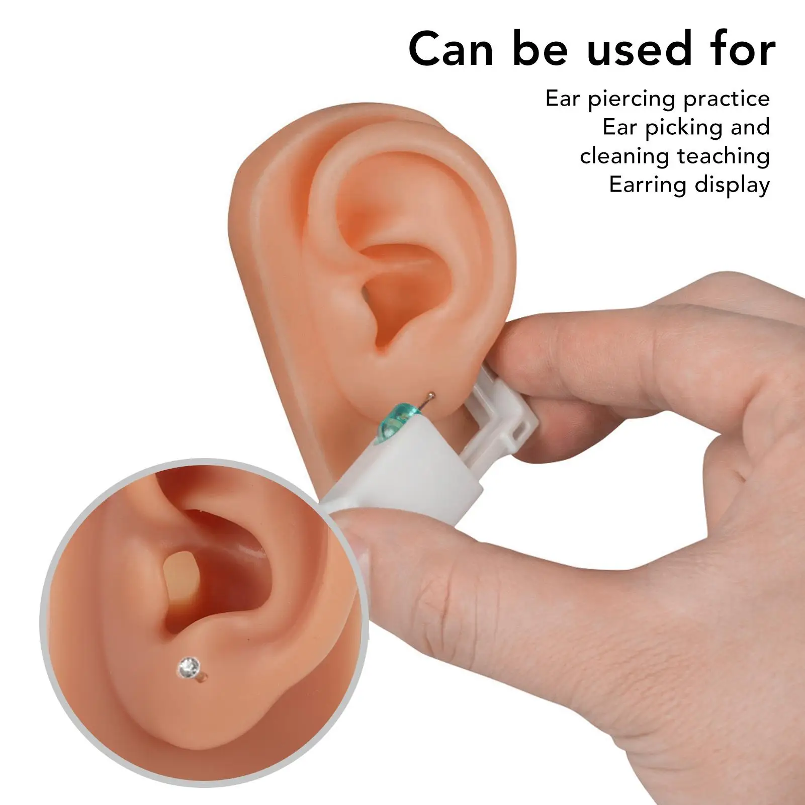 نموذج أذن بشري من السيليكون ذو ملمس ناعم يسار يمين لممارسة الثقب، ملمس مرن لاستخدام الصالون