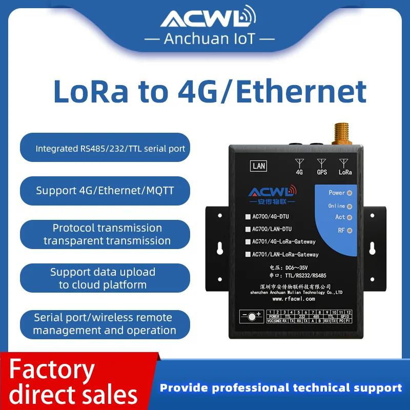 Industrial IoT Gateway AC701: Connects LoRA Devices to Cloud Via 4G/Ethernet, Essential for Vibration Monitoring Projects