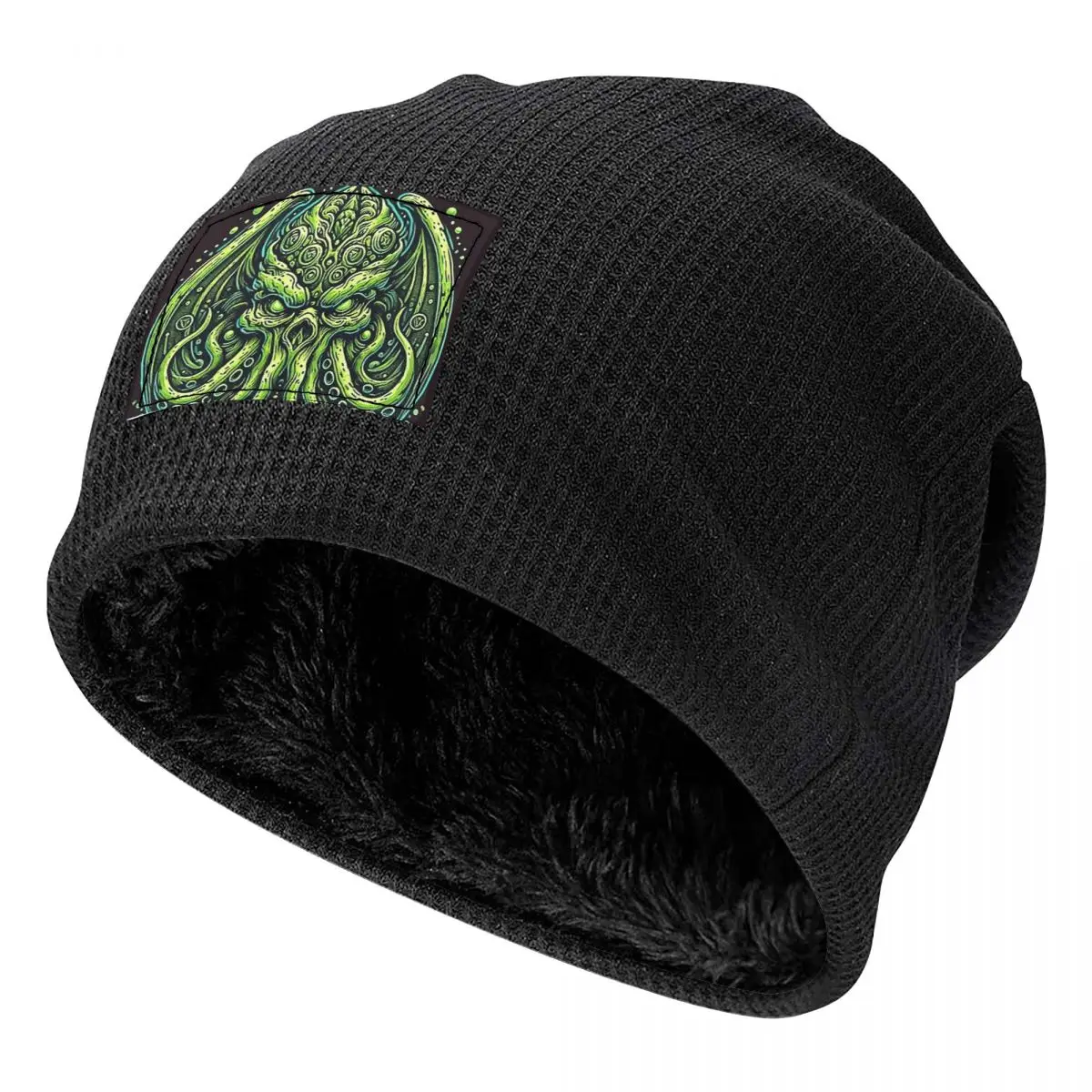 Green Cthulhu Octopus With Tentacles And Teeth Men Women Adult Beanies Caps Fleece-Lined Bonnet Hat Warm Outdoor Skullies Hats