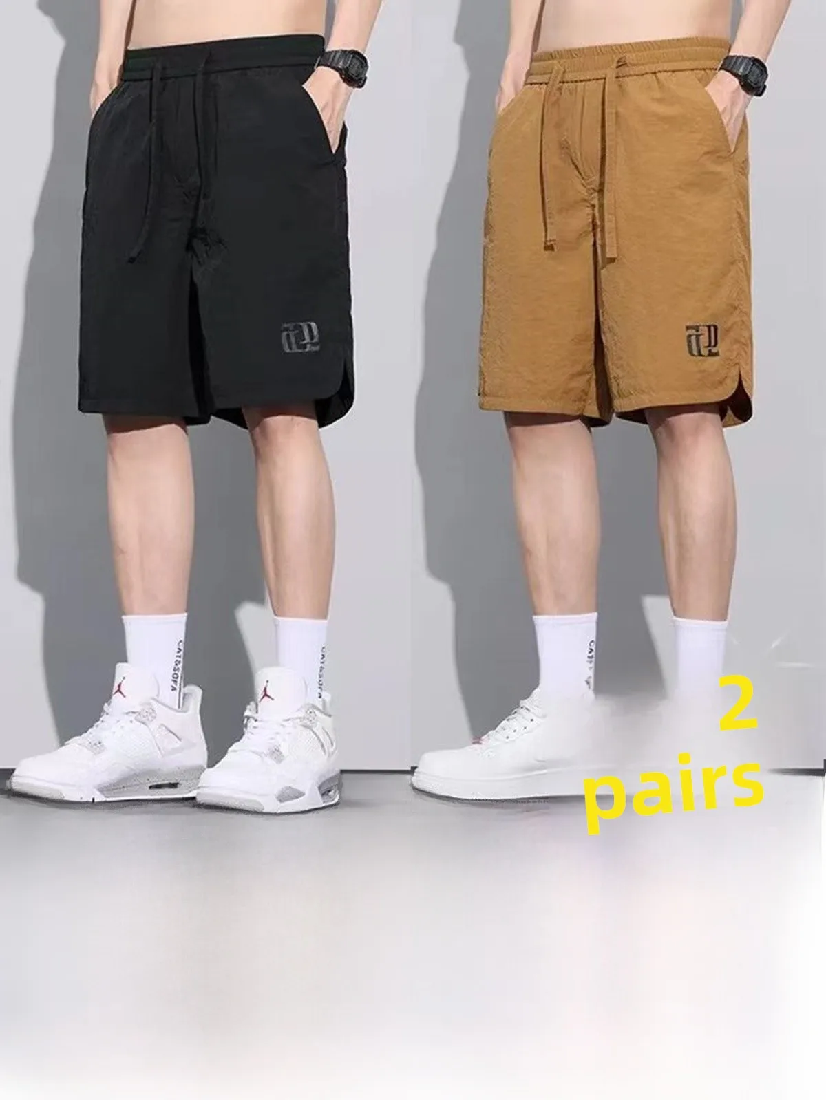 

Ice Silk Men's Shorts Summer Lightweight Casual Loose Straight Leg Five-Quarter Length Breathable Versatile Polyester Fiber
