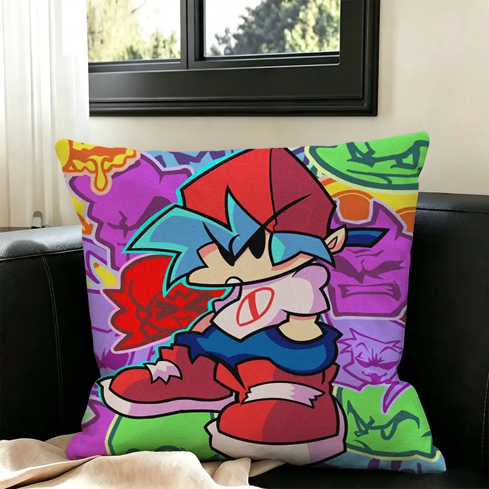 FNF Mid Fight Masses Boyfriend  Square Double-Sided printed Pillow Case Bedroom Bedside Pillow Sofa Cushion Cover