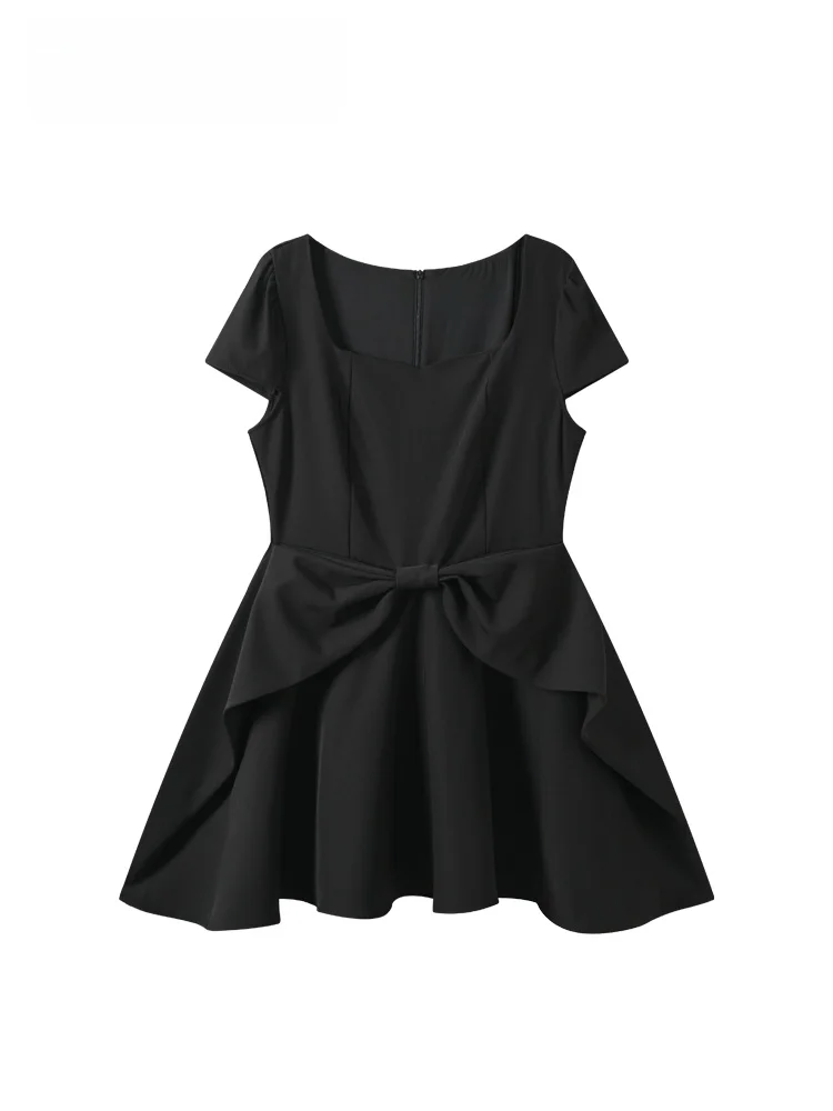

Summer New Style CaraCLUB plus Size Short Sleeve Dress Women's Fashionable Knot Skirt French Style Polyester Fiber