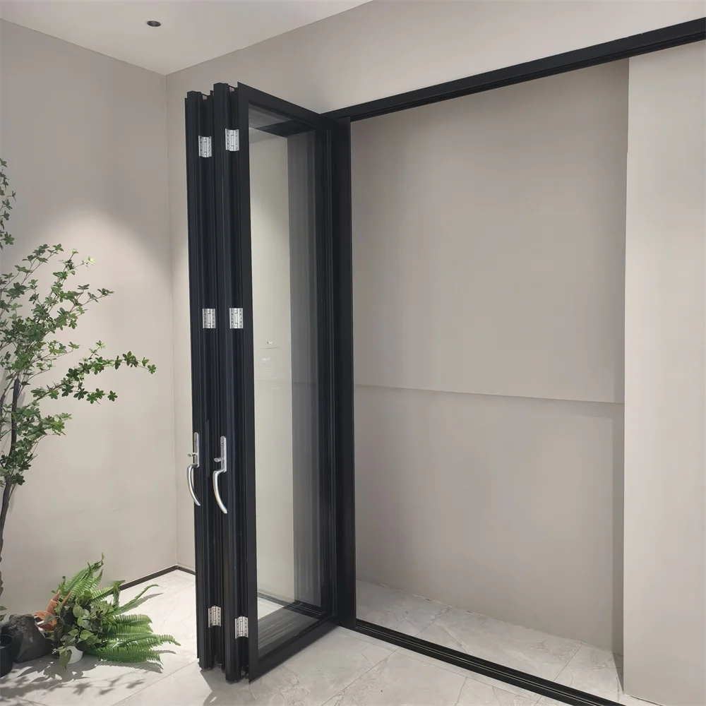 Wholesale Price House Balcony French Door Aluminum Bi Folding Patio Tempered Glass Door Modern Partition Fold Doors