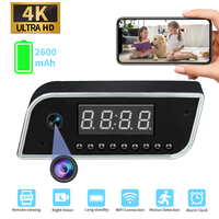 4K Ultra HD Clock Mini Camera with 2600mAh Battery WiFi6 Wireless Night Vision Nanny Cam Home Security Surveillance Baby Monitor