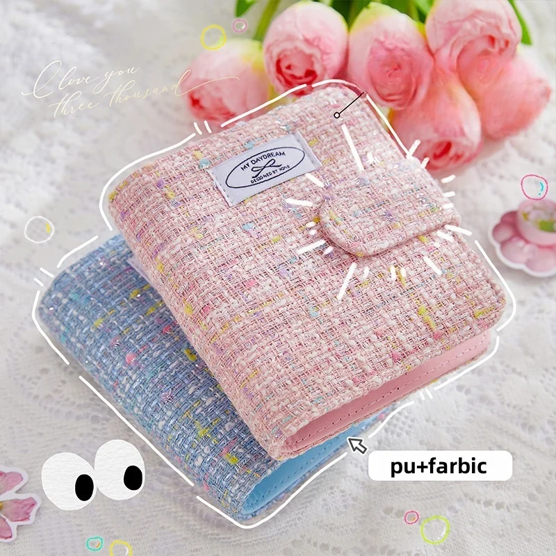Elegant Fabric Card & Photo Organizer Cute Single Pocket Storage Album for K-pop Collectors Idol Photo Album and Postcards
