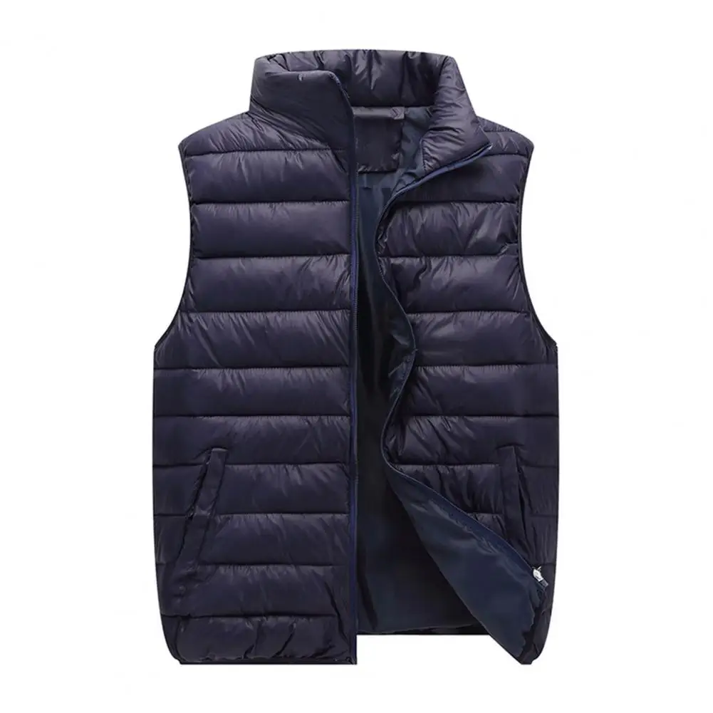 

Men Waterproof Down Vest Breathable Men Vest Winter Waistcoat Thick Padded Windproof Resistant Unisex Stand Collar Coat