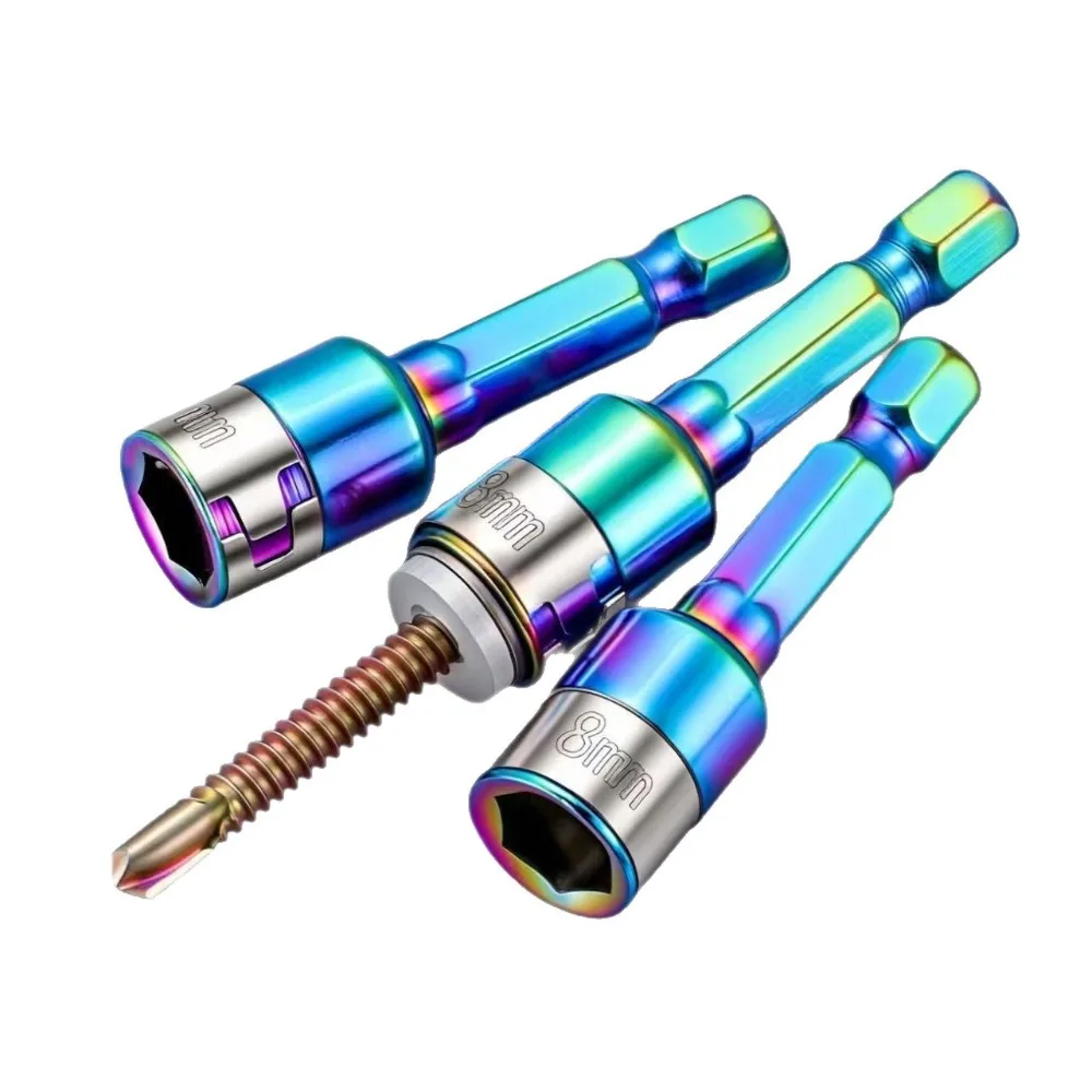8mm Non-Magnetic Impact Socket High Torque CR-V Steel Socket Bits Hex Shank Nut Screwdriver Driver Impact Drivers Socket Adapter
