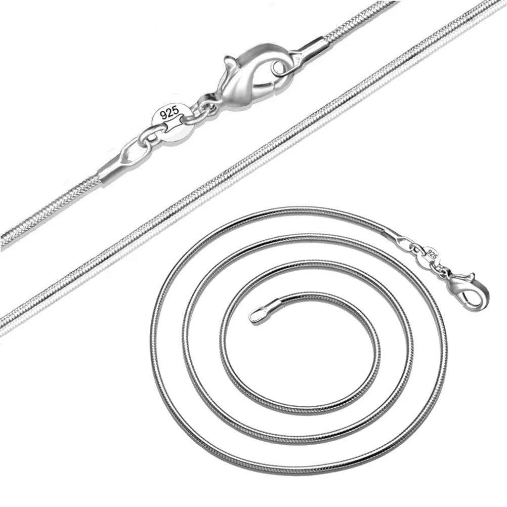 Collar de cadena de serpiente chapado en plata de 1 mm y 31 pulgadas para mujeres y hombres, joyería de moda, regalo, collar de serpiente, accesorio de moda