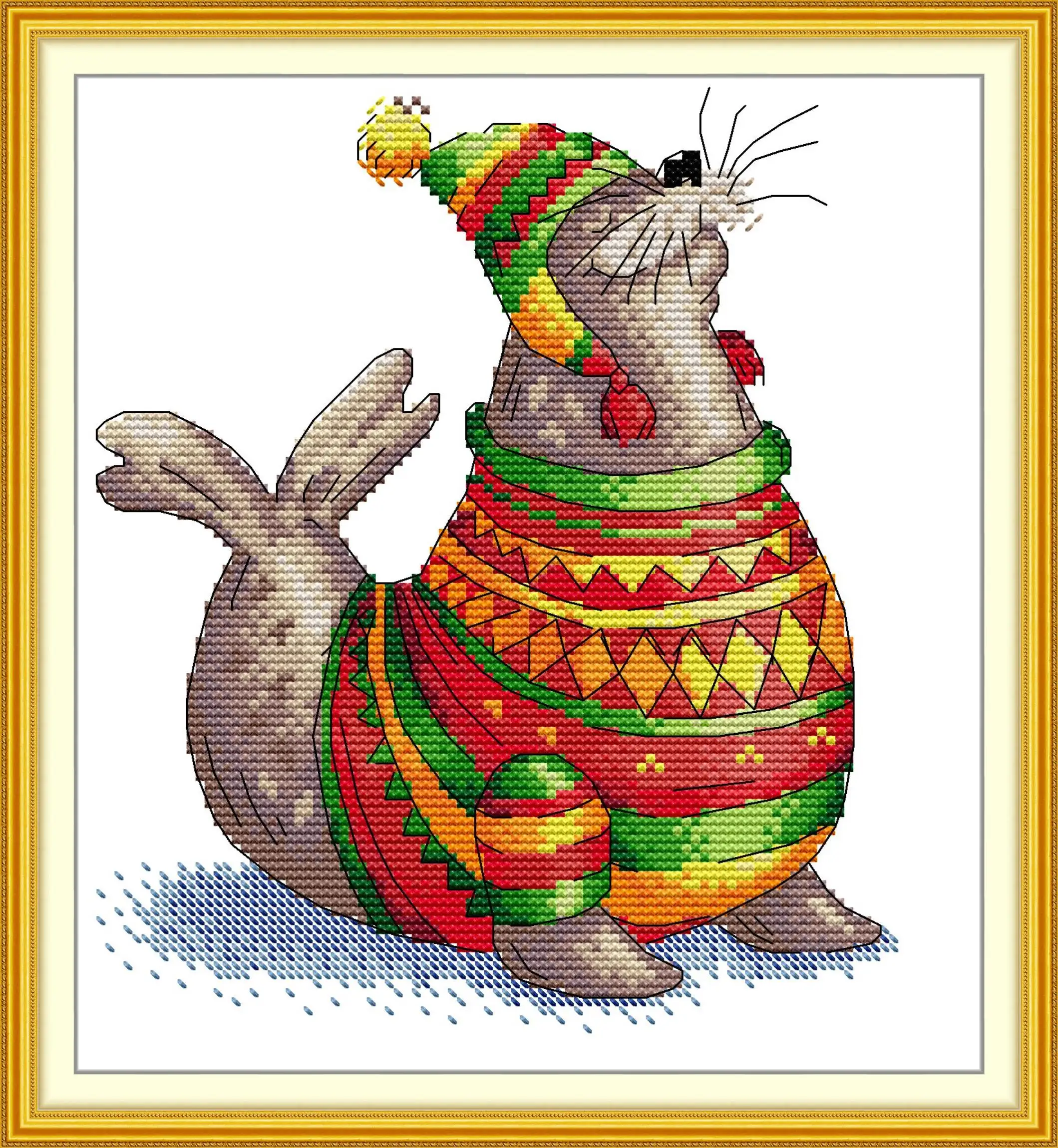 

Maydear Full Cross Stitch Kit, 11CT/14CT/16CT/9CT Aida Fabric Set-The cute one in a sweater