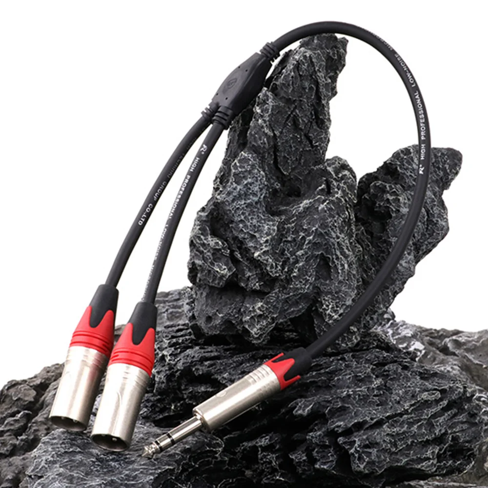 6.35mm 1/4 inch TRS Male Jack to 2 Dual 3Pin XLR Male Microphone Stereo Unbalanced Audio Converter Adapter Cord  Y Splitter Cabl