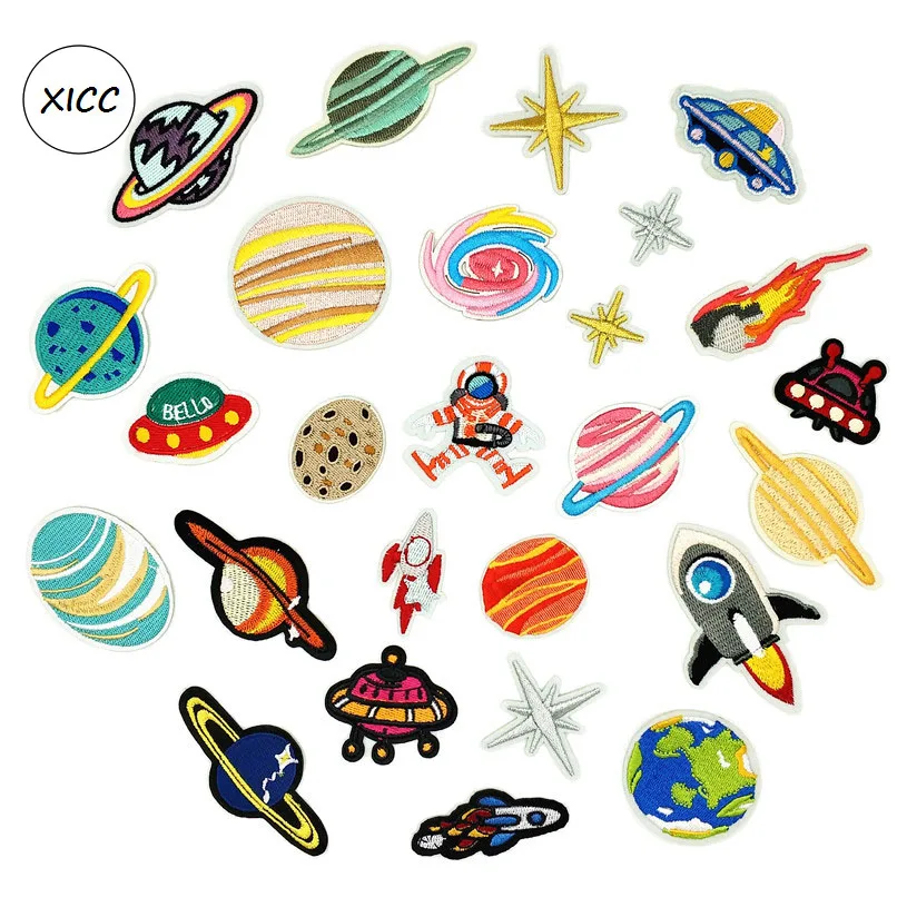 Space Star Series Iron On Transfer Embroidered Patches Astronaut Earth Extraterrestrial Wandering Earth Appliques DIY Sticker