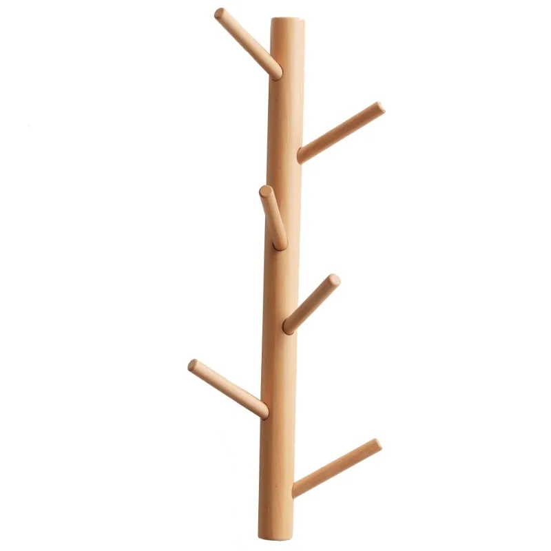 

No punching Nordic hanger Solid wood creative wall hanging coat hook Modern simple branch coat hook on the back wall of the door