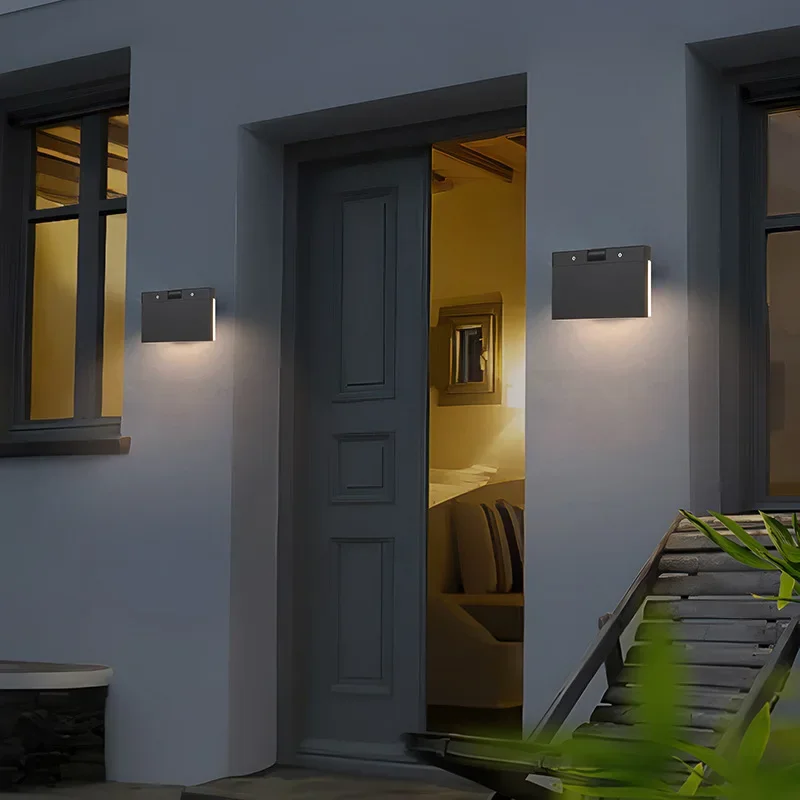 18 واط محس حركة للتدوير في الهواء الطلق الجدار مصباح مقاوم للماء حديقة فناء شرفة الممر الشرفة ضوء فيلا فندق ضوء الليل #4