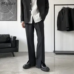 Pants Men Trousers Casual Autumn New Arrival Front-slit Fashion Straight High Street Office Clothes Simple Business Harajuku