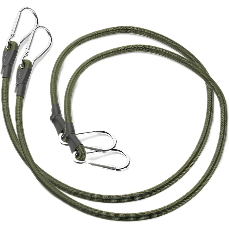 2 Stück elastisches Seil mit Aluminiumhaken, 8 mm stoßdämpfendes Seil, flexibles Zeltseil, Gepäckbindeseil für Outdoor-Camping und Wandern