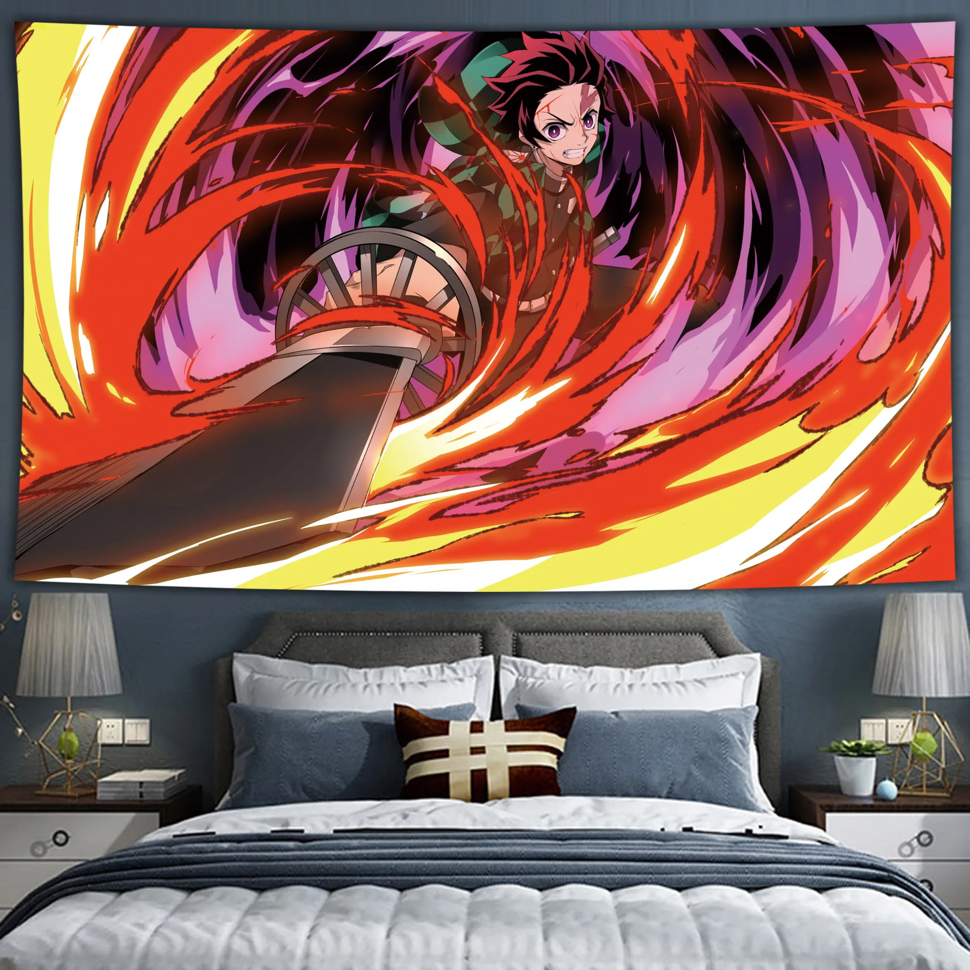 Japanese Anime Demon Poster Tapestry Home Decoration Wall Art Tapestries Room Decor Dormitory Cloth Gift Wall Hanging Fabric
