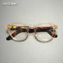 Vintage Acetate Eyeglasses Frame Men Round Ultra Light Handmade Glasses Frame Women Retro Japan Luxury Brand Designer Eyewear