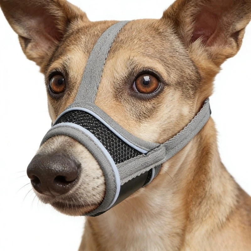 

Reflective Dog Muzzle Soft Nylon Construction Reinforced Strap Breathable Mesh Eyelet Adjustable Loop Anti-Escape Safety