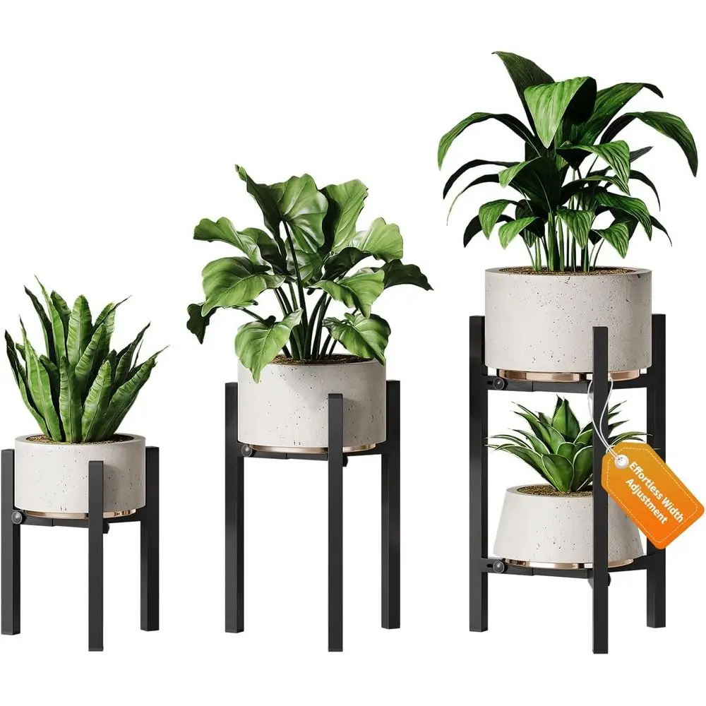 3 Pack Plant Stand Indoor Adjustable, Metal ern Indoor Plant Stand, Heavy Duty Single Plant Stands Outdoor , Stable Plant Holder