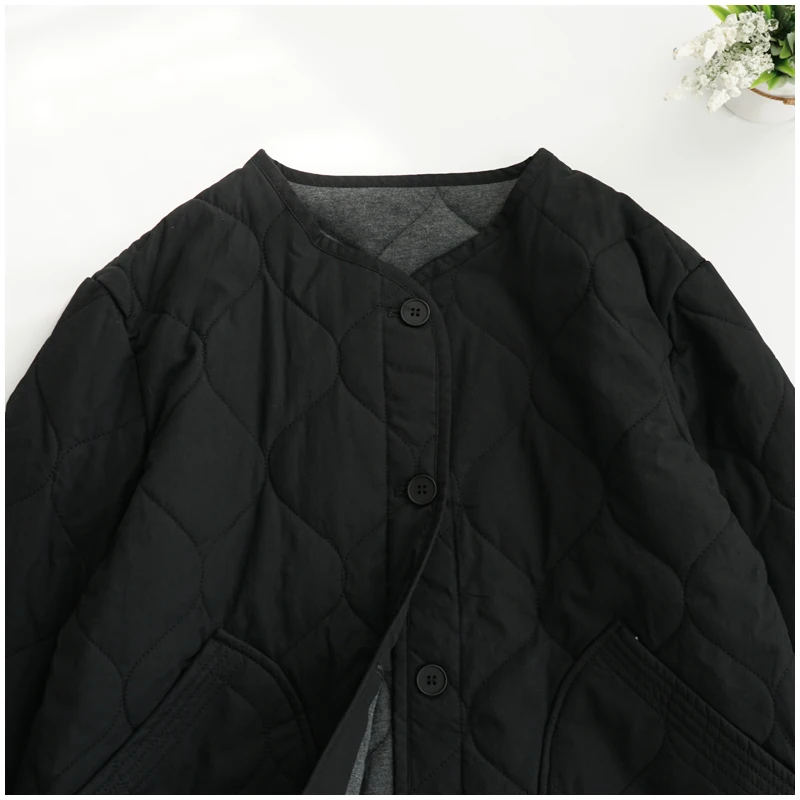 Lightweight Long Sleeved Padded Jacket for Men Women Loose Casual Japanese Retro Single Breasted Clip on Cotton Short Parkas