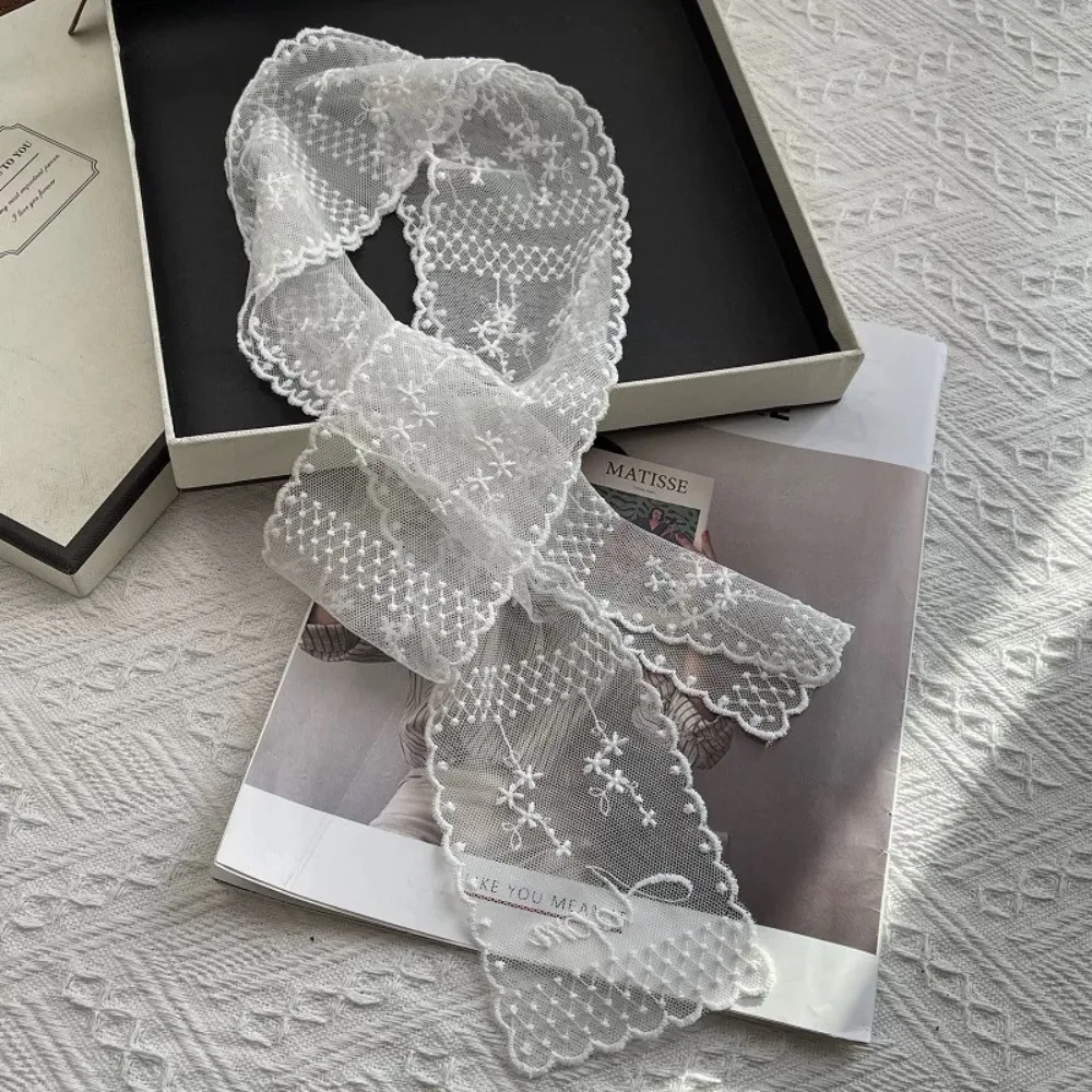 

Модный кружевной летний шейный платок с цветочным принтом, милый шейный платок, многофункциональный длинный головной платок с лентой для женщин