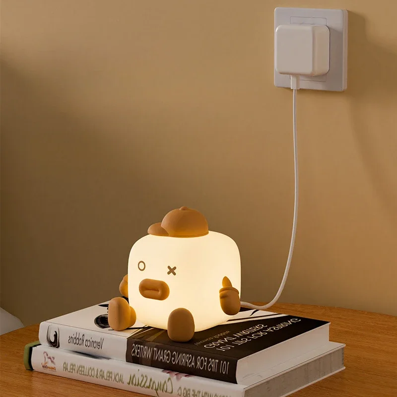 Personalized And Creative Small Square Silicone Night Light Bedroom Bedhead Sleep Companion Soft Light Desk Lamp Children S Gift