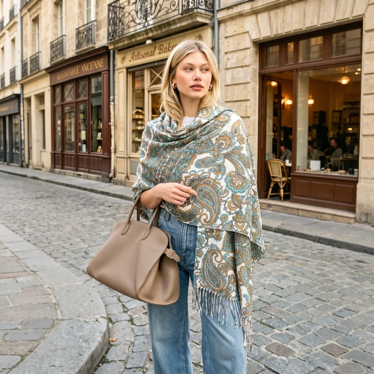 ผ้าพันคอพิมพ์ลาย ฮิญาบ ผ้าคลุม - Cashmere Pashmina Wrap บทวิจารณ์และราคา