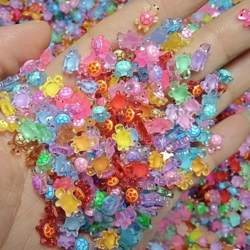 100 قطعة يتوهج في الظلام تماثيل السلحفاة الراتنج/منمنمات لطيفة لحديقة الجنية المشهد الصغير ، مشغولات ديكور بيت الدمى #4