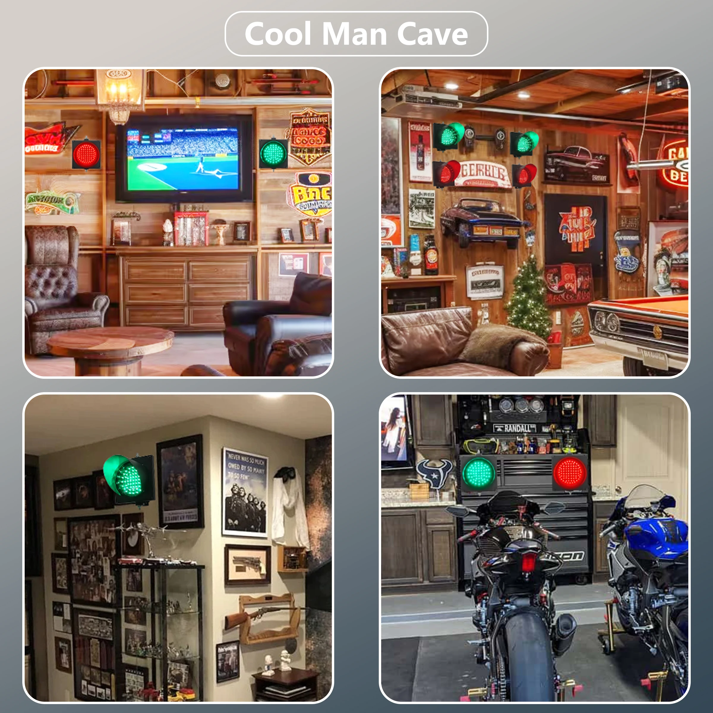 Traffic Light 200mm（8inch） 201 AC 85-265V Traffic Light Lamp/2 in 1 Red/Green/Stop/Go/Garage Light,PC Housing Water Resistant