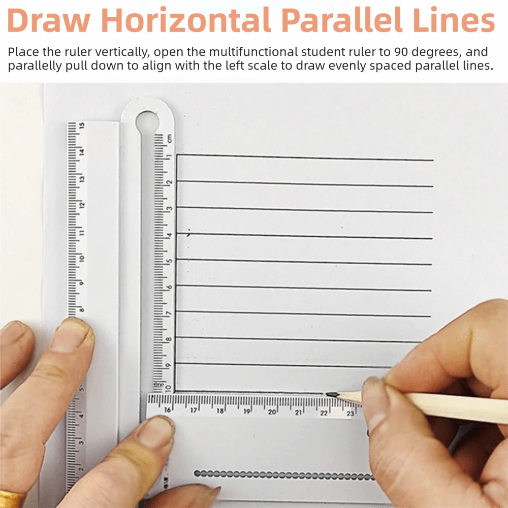 30cm Geometric Drawing Ruler Angle Measurement White Folding Geometric Ruler Measuring Tool ABS Circular Drawing Ruler