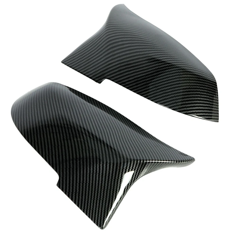 Car Bullhorn Mirror Cover Parts For BMW 1 2 3 4 X1 I3 Series F30 F20 E84 Carbon Fiber Pattern Exterior Mirror Cover