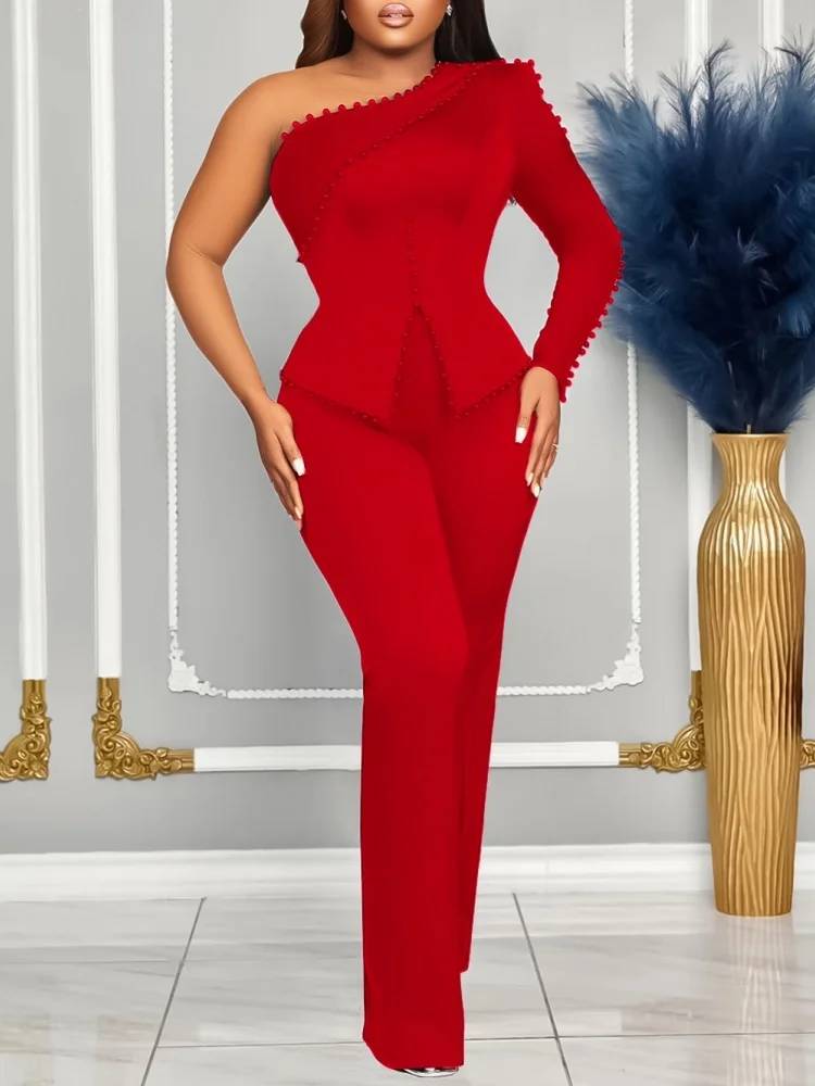 

Wmstar Two Piece Set Women Wholesale 2026 Spring New Style Shoulder Opening Beaded Collar Fancy Designer Clothing Street Wear