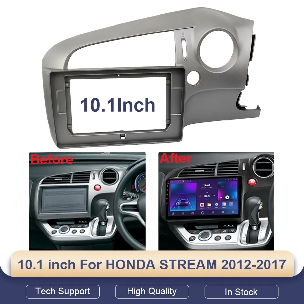 

10.1 inch Car Fascia For HONDA STREAM 2012-2017 DVD Frame Adapter Stereo Radio Audio Dash Head Unit Navigation Harness Panel Kit