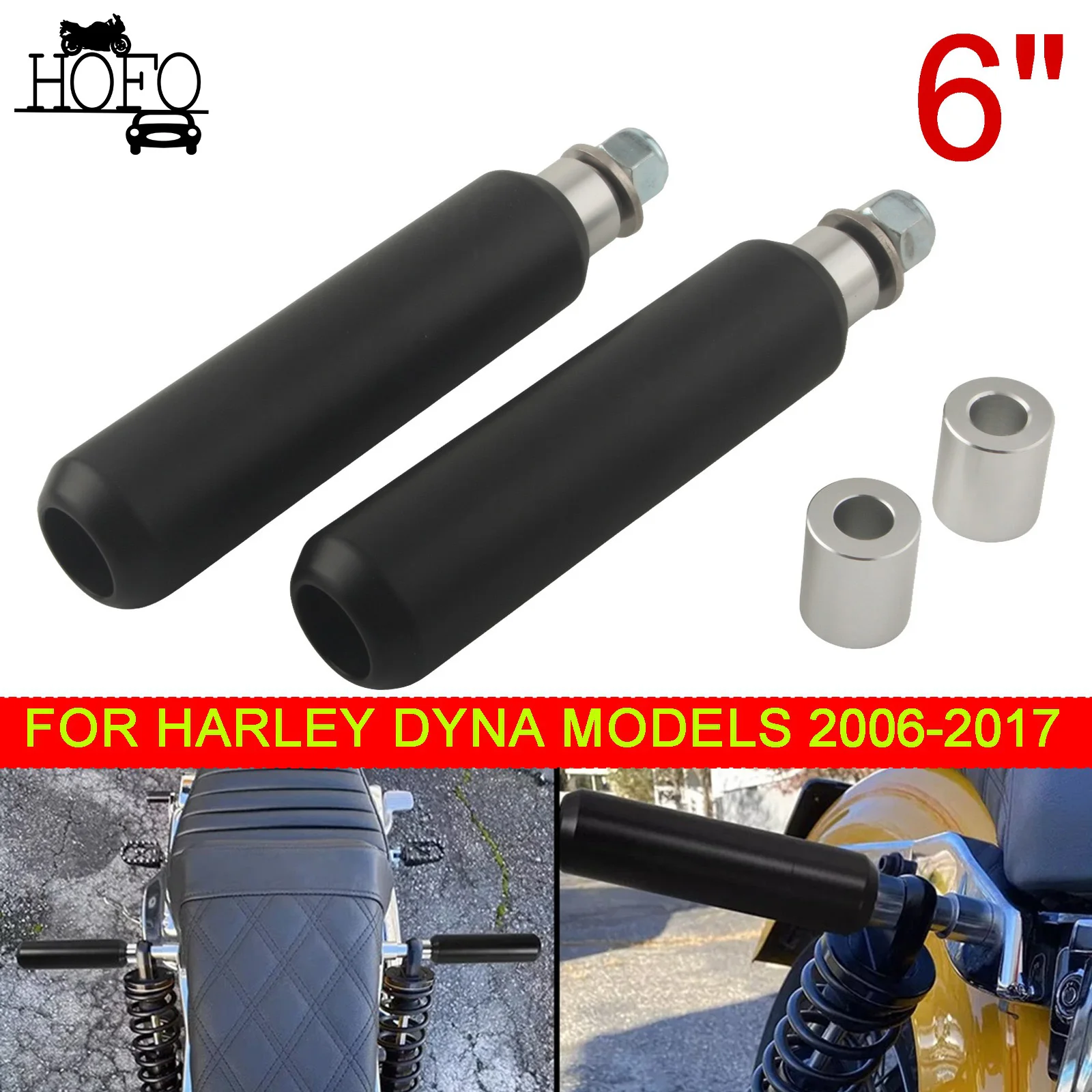 

6" Crash Bar Shock Sliders Mounts Slippery Bar Shock Sliders Mounts For Harley Dyna Models 2006-2017