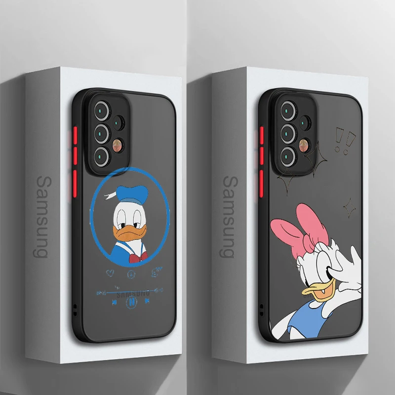 Disney Donald Duck Cute For Samsung Galaxy A15 A05 A54 A34 A24 A73 A53 A23 A52 A71 A51 Frosted Translucent Hard Phone Case