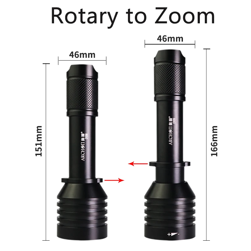 ARCHON D12U Zoom diving video lights Red Blue lighting Diving flashlight Underwater 100m Scuba torch Dive photography fill light