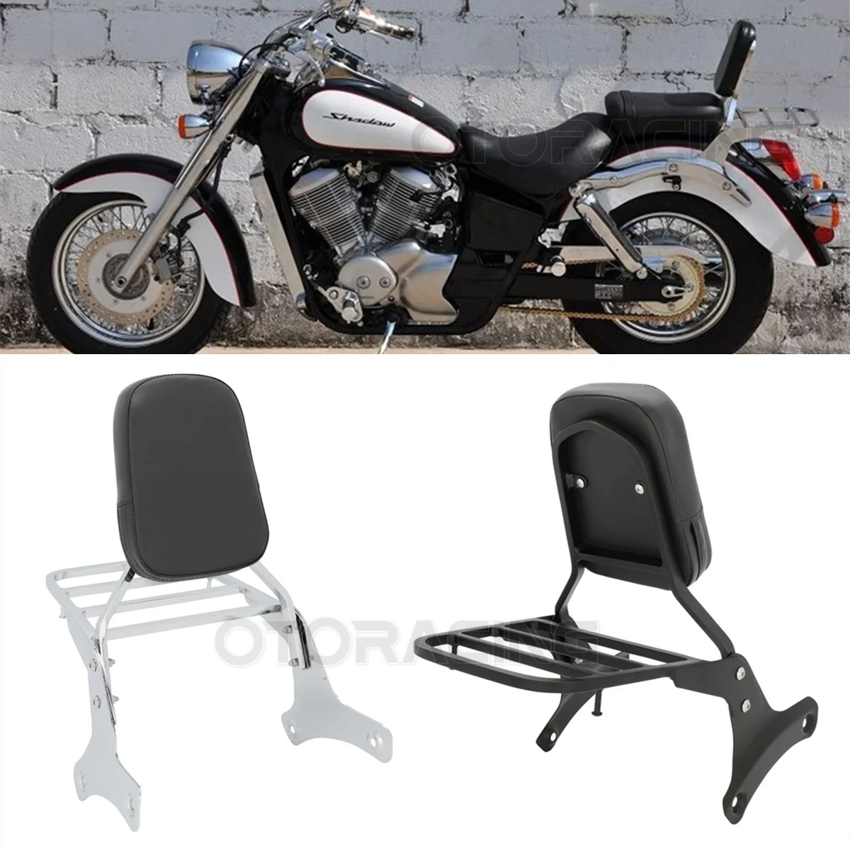 

Motorcycle Rear Passenger Backrest Sissy Bar For Honda Shadow 400 750 VT400 VT750 1998 1999 2000 2001 2002 2003