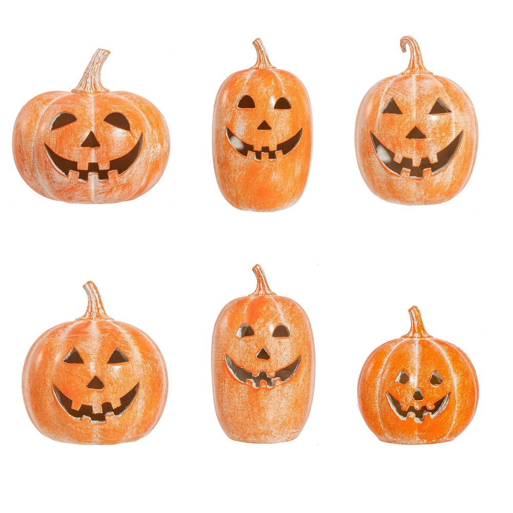 زخرفة اليقطين المصنوعة يدويًا لجميع القديسين والخريف مصممة لحمل شموع LED وخلق أجواء داخلية دافئة #5